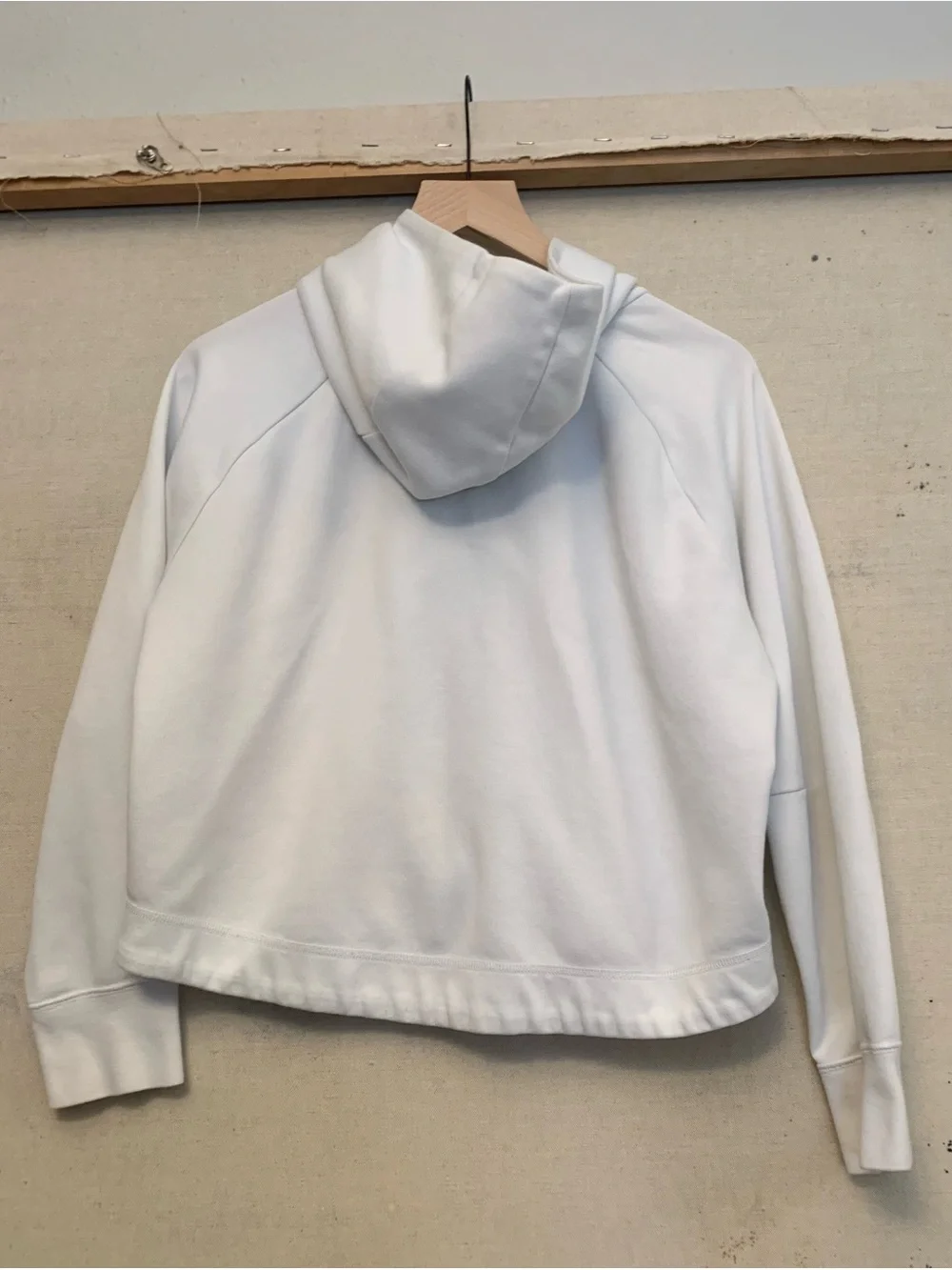 Women’s White Nike Tech Crop Zip-Up Hoodie with Black Trim, Size M